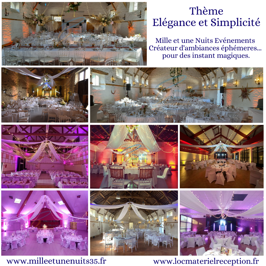 Thème Elégance et Simplicité
Décoration évènementiel Mariage Sur l'ille et vilaine: Fougères, Vitré, Rennes, St Malo, Antrain. Mayenne: Laval. Manches: Avranches, Granville... mais aussi partout en région Bretagne, Normandie, Pays de la Loire