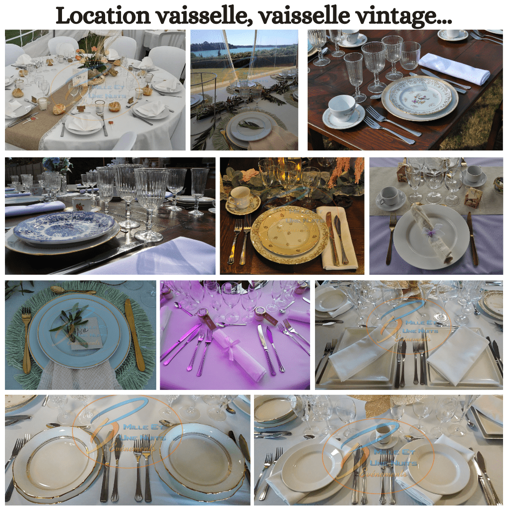 Location de vaisselle à rendre sale sur la région Bretagne: Rennes, Fougères, Vitré, St Malo, Normandie: Avranches, Granville, Pays de la loire: Laval, Mayenne...Pour votre Mariage, soirée d'entreprise,  soirée de gala.