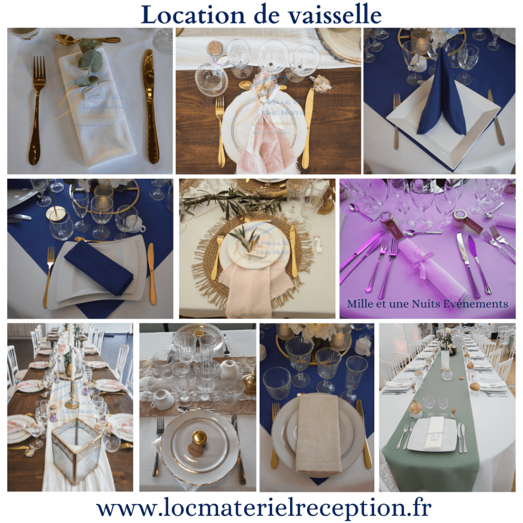 Location de vaisselle à rendre sale sur la région Bretagne: Rennes, Fougères, Vitré, St Malo, Normandie: Avranches, Granville, Pays de la Loire: Laval, Mayenne...Pour votre Mariage, soirée d'entreprise,  soirée de gala, anniversaire, association...