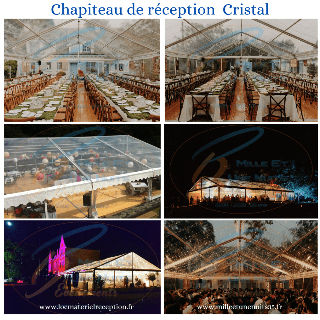 Location de chapiteau tente cristal pour votre événement mariage, inauguration, soirée de gala, séminaire sur le lieu de votre choix. Location tente cristal à partir de 100m2 sur la Bretagne, Normandie, Pays de Loire,