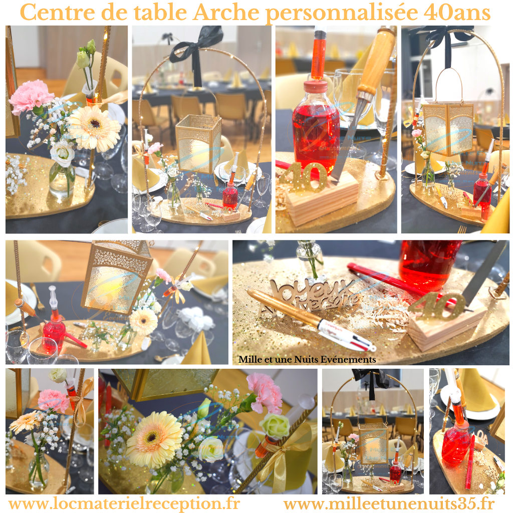 Centre personnalisé Anniverssaire
Décoration évènementiel Mariage Sur l'ille et vilaine: Fougères, Vitré, Rennes, St Malo, Antrain. Mayenne: Laval. Manches: Avranches, Granville... mais aussi partout en région Bretagne, Normandie, Pays de la Loire
