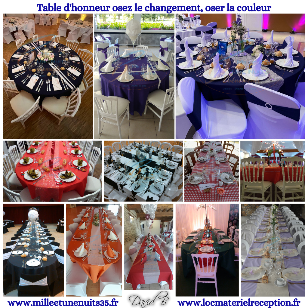 Table d'honneur osez le changement, osez la couleur.
Une de nos signatures chez Mille et une Nuits Evénements
Votre Décoration Mariage Sur l'ille et vilaine: Fougères, Vitré, Rennes, St Malo, Antrain. Mayenne: Laval. Bretagne, Normandie....