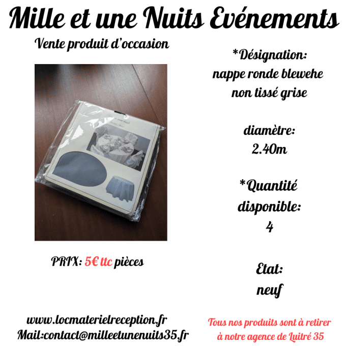 NAPPE RONDE NON TISSE GRISE