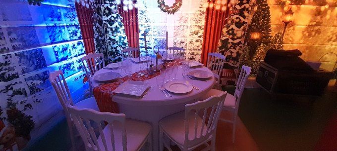 Toile de fond Noël: Lampadaire sapin 3mx2m