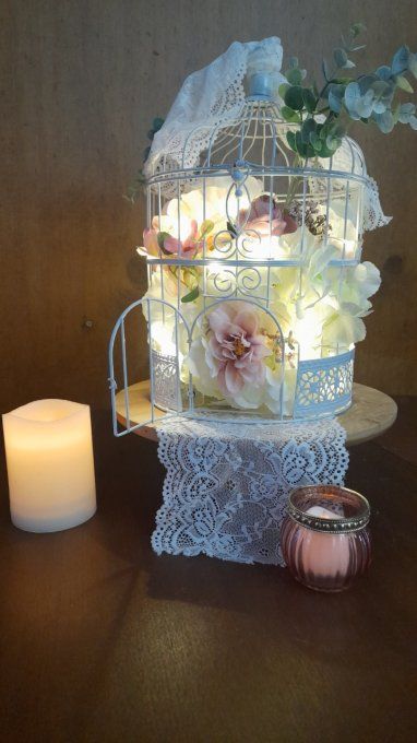 Centre de table cage a oiseau