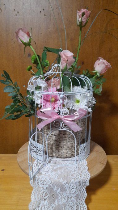 Centre de table cage a oiseau