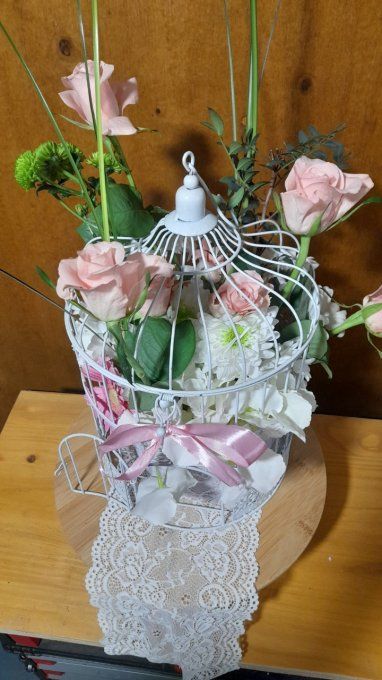 Centre de table cage a oiseau