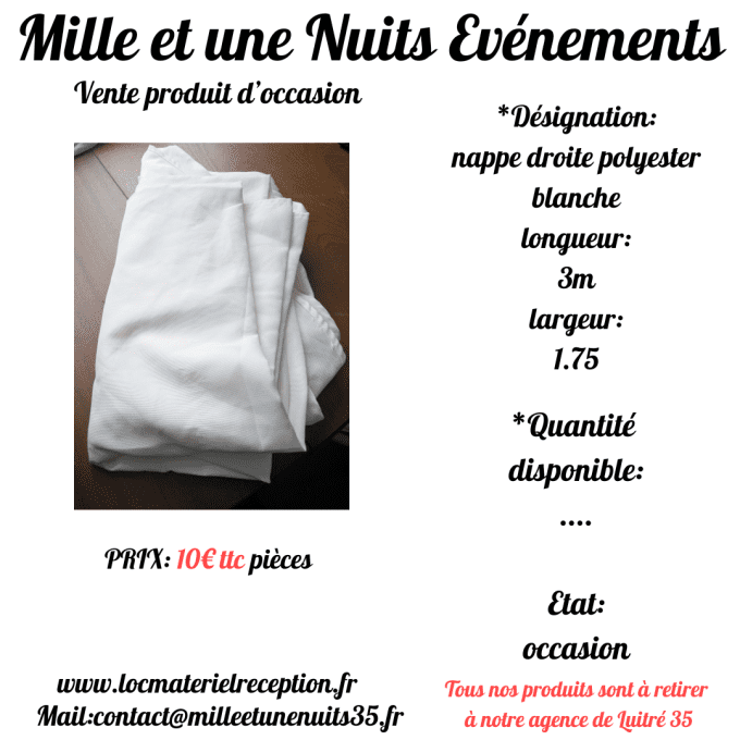NAPPE DROITE BLANCHE 3M OCCASION