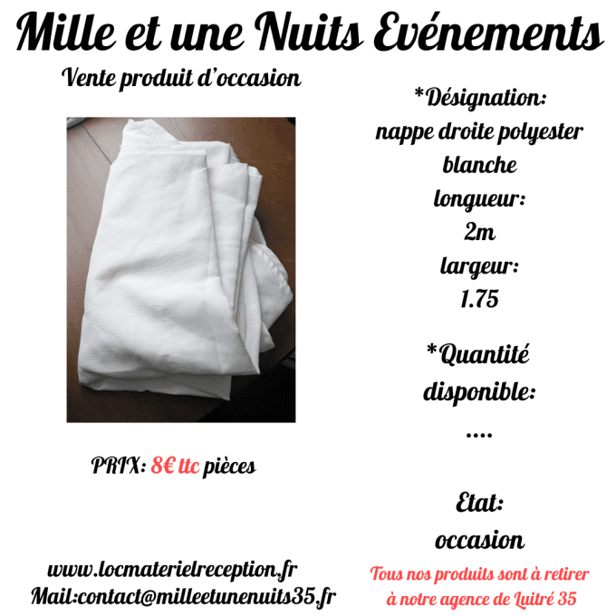 NAPPE DROITE BLANCHE 2M