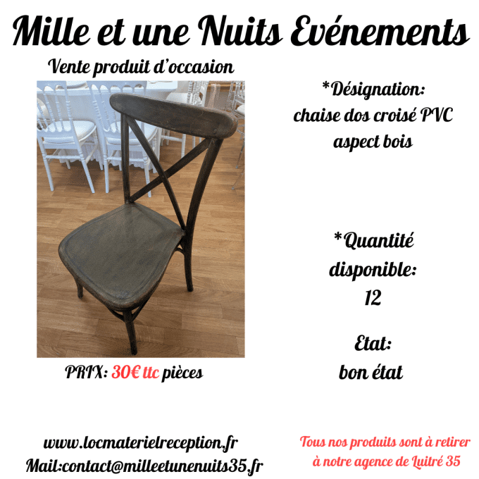CHAISE DOS CROISE PVC ASPECT BOIS