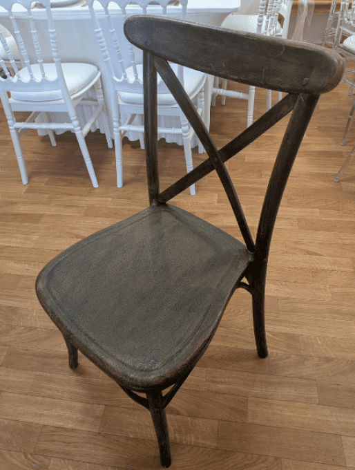 CHAISE BOIS DOS CROISE EN PVC (POUR EXTERIEUR)