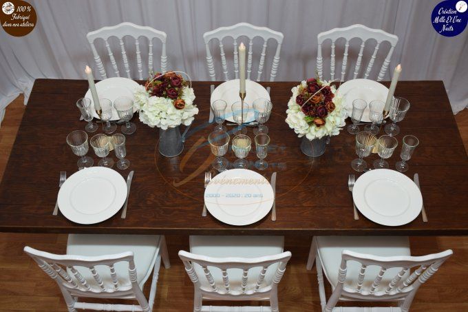 TABLE LE PLATEAU BOIS 1.90MX0.75M PIED METAL