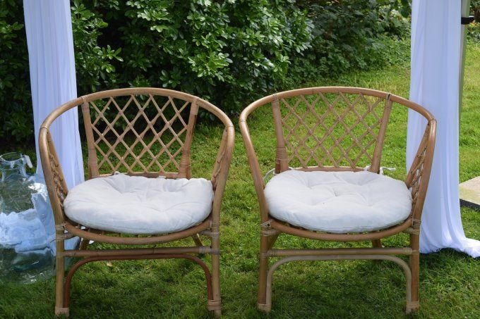 Fauteuil Louise en Bambou avec coussin