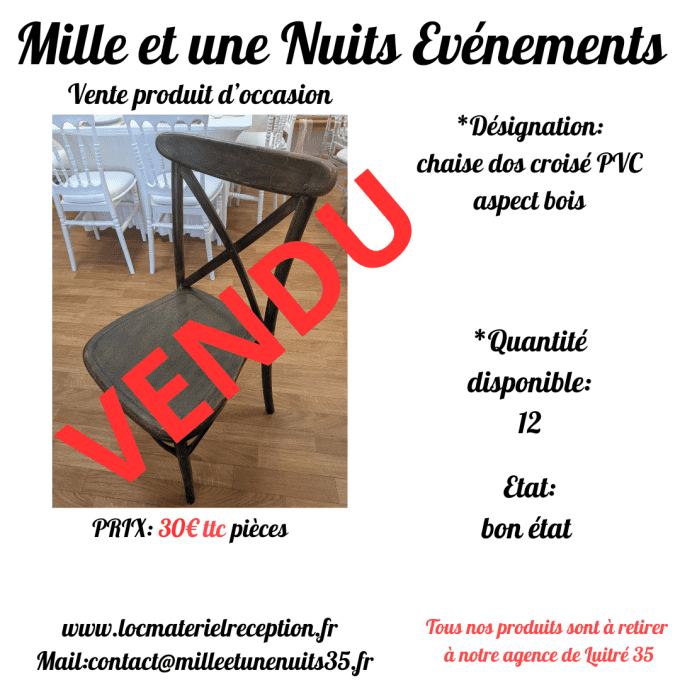 CHAISE DOS CROISE PVC ASPECT BOIS