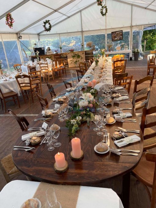 TABLE D'HONNEUR EN BOIS OVALE 12 PERSONNES